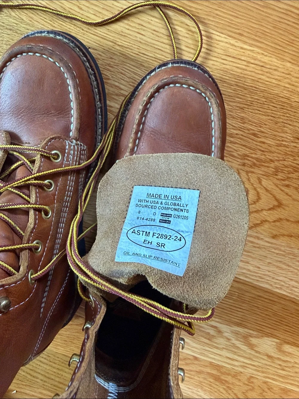 Thorogood American Heritage 8” Tobacco Moc Toe Black Wedge Size 8D NWOT